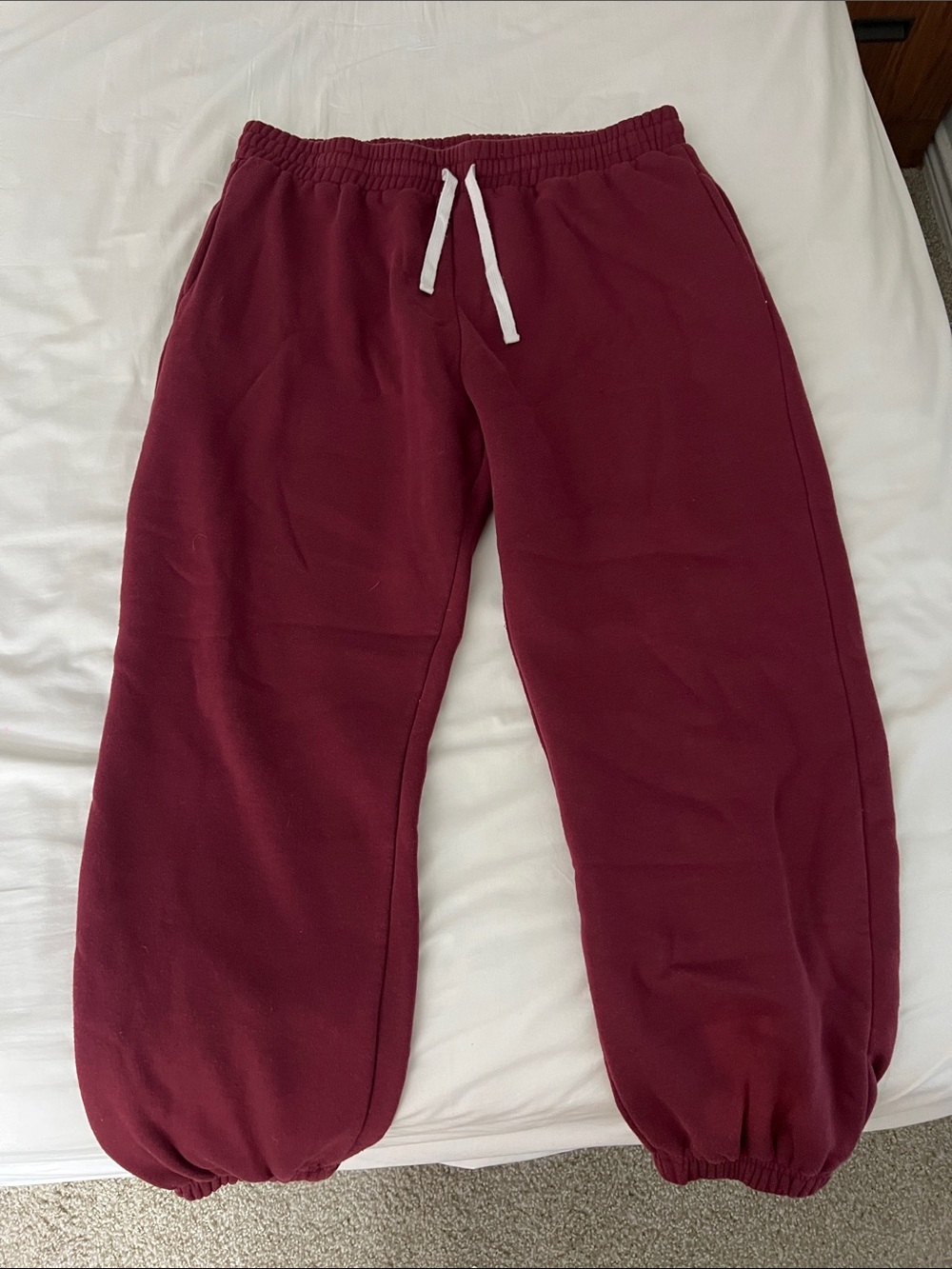 Forever 21 Women 0x Maroon Elastic Waist Fleece Sweatpants